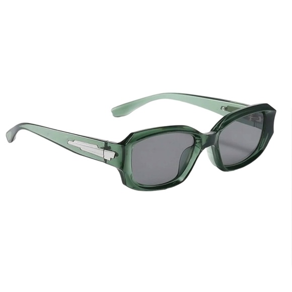 Y2K Mint Green Wrap Around Retro Wrap Trendy Rectangle Men Women Rave Sunglasses - Picture 2 of 5